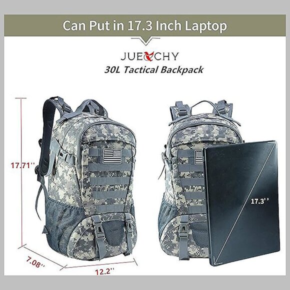 Tactical Backpack for Men Hiking Day Pack Molle Military Rucksack Acu - Picture 2 of 6